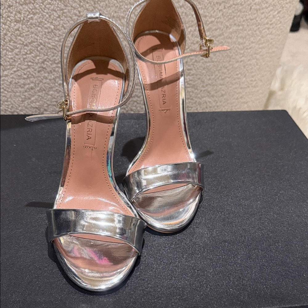 BCBGMaxAzria Women's Shiny Silver Heels
